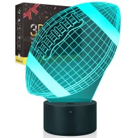 Football Night Light For Kids, Led Lights 3D Optical Illusion Lamp Bedroom Decor Lighting Nightlight With Smart Touch 7 Colors, Cool Gifts Toys For Girl Boy Sports Fans 2 3 4 5 6 7 8 9 10+ Year Old