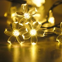 Mankinlu Solar Flower String Lights, Solar Powered Multicolor Cherry Blossom 23Ft 50 Leds Waterproof Outdoor String Lights For Patio, Lawn, Garden, Holiday And Christmas Tree Decoration(Multicolor)