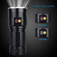 Super Bright Flashlight 14000 Lumen Usb Rechargeable Tactical Flashlight With 15X T6 Led, Luxnovaq 4 Modes Waterproof Handheld Led Torch Light With Power Display And 4Pcs Batteries For Camping