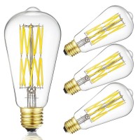 Leools Vintage Led Edison Dimmable 15W Led Filament Light Bulbs St64 1300 Lumen 4000K Daylight White 100-120 Watt Equivalent,E26 Base Decorative Antique Lamp For Home Bathroom Bedroom 4 Pack