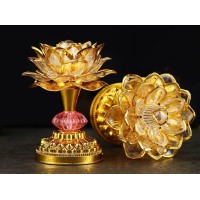 Omeet Colorful Led Lotus Buddhist Lamp Built 13 Buddhist Songs Gradient Buddha Light For Worship Prayer And Display Low Powe