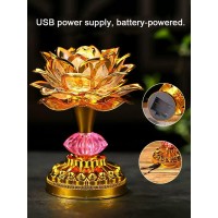 Omeet Colorful Led Lotus Buddhist Lamp Built 13 Buddhist Songs Gradient Buddha Light For Worship Prayer And Display Low Powe