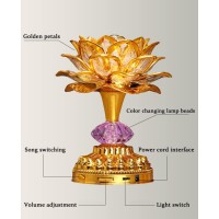 Omeet Colorful Led Lotus Buddhist Lamp Built 13 Buddhist Songs Gradient Buddha Light For Worship Prayer And Display Low Powe