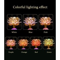 Omeet Colorful Led Lotus Buddhist Lamp Built 13 Buddhist Songs Gradient Buddha Light For Worship Prayer And Display Low Powe