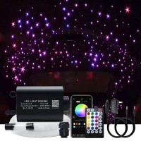 Akepo Car Home 16W Fiber Optic Lights Star Ceiling Light Kit App+Music Control Effect, Rgbw Sound Sensor Light Source With 28Key Rf Musical Remote With Mixed Fiber Cable 335Pcs(0.75+1+1.5Mm)13.1Ft/4M