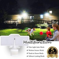 Emaner Dusk-To-Dawn Security Lights With Motion Sensor, 5000K Daylight White, Ip65 Waterproof Outdoor, 110V 120V Dual-Head Rotatable Led Flood Light For Porch, Garage, Yard, Driveway