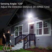 Emaner Dusk-To-Dawn Security Lights With Motion Sensor, 5000K Daylight White, Ip65 Waterproof Outdoor, 110V 120V Dual-Head Rotatable Led Flood Light For Porch, Garage, Yard, Driveway