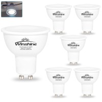 Winshine 6W Led Gu10 Light Bulbs, 5000K Daylight White, Non-Dimmable, 50W Halogen Bulb Equivalent, 120 Degrees Beam Angle Spotlight, 550Lumens, 120V, Pack Of 6