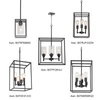 Vinluz Classic Foyer Pendant Lighting 6 Light Black Farmhouse Chandelier Finish With Square Cage Shades Fixtures For Kitchen Dining Room Entryway