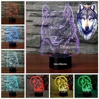 Idee Monto Wild Wolf 3D Led Night Light Touch Switch Table Desk Optical Lamps 7 Color Wolves Modeling Acrylic Flat Lights Birthday Bedroom Bedside Bar Decoration Gift