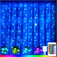 Ollny 240 Led Christmas Curtain Lights 9.8Ftx9.8Ft,16 Multicolor Color Changing &4 Mode Remote Twinkle Fairy String Light For Wedding Party Bedroom Wall Window Home Backdrop Outdoor Indoor Wall Decor