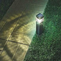 Solar Garden Bollard Lights Outdoor Pathway Decorative Light Super Bright 10 Lumen Warm White Led Lamp Waterproof Landscape Lighting For Yard Path Walkway 4Pack