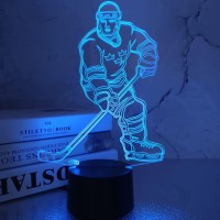 Fullosun 3D Night Lights Ice Hockey Athlete 3D Illusion Bedside Lamp 16 Colors Changing With Remote Control Best Birthday Gifts