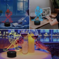 Fullosun 3D Night Lights Ice Hockey Athlete 3D Illusion Bedside Lamp 16 Colors Changing With Remote Control Best Birthday Gifts