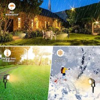 Romwish Led Landscape Spotlights, 10W Outdoor Spotlights For Yard, 3000K Warm White, 120V Ac Spot Light With Ground Spike, Waterproof Landscape Lighting For House Garden Lawn Decorative - 2 Pack