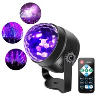 Lunsy Black Light 6W Uv Disco Ball Led Blackparty Lights Sound Activated With Remote Control Dj Lighting, 7 Modes Stage Par Light For Uv Party Halloween Birthday Parties Dj Bar Xmas And More (1Pcs)