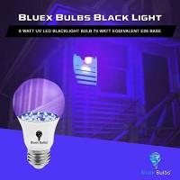 Bluex Bulbs 2 Pack Led Black Light Bulb, 9W A19 E26 Blacklight Bulb Level 385-400Nm, Body Paint, Glow In The Dark Led Light Bulb Neon Glow Fluorescent Poster Black Bulb (2 Pack)