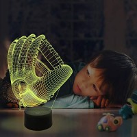 Fullosun Baseball Night Light, Baseball Catcher Gifts, 3D Baseball Lamp For Xmas Holiday Birthday Gifts For Kids Baseball Fan With Remote Control 16 Colors Changing + 4 Changing Mode + Dim Function A