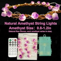 Bohon Decorative Lights Plus Amethyst Led String Lights Battery Operated With Remote 10 Ft 30 Leds Natural Crystal String Lights