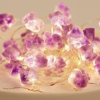 Bohon Decorative Lights Plus Amethyst Led String Lights Battery Operated With Remote 10 Ft 30 Leds Natural Crystal String Lights