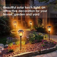 Tomcare Solar Lights Metal Flickering Flame Solar Torches Lights Waterproof Outdoor Heavy Duty Lighting Solar Pathway Lights Landscape Lighting Dusk To Dawn Auto On/Off For Garden Patio Yard, 4 Pack