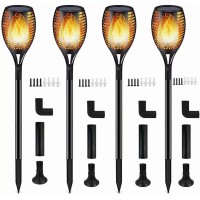 Solar Lights,Waterproof Flames Torches Lights Outdoor Solar Light Landscape Decoration Lighting Dusk To Dawn Auto On/Off Security Torch Light For Pathway, Patio, Yard, Garden (Yellow, 4 Packs)