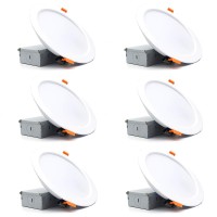 6.5 Inch Dimmable Led Recessed Downlight With Junction Box, 110V 16W 1280Lm, 6000K Daylight, Cri 80 With Led Driver, No Can Needed, Retrofit Lighting For Home, 6 Pack