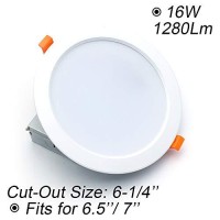 6.5 Inch Dimmable Led Recessed Downlight With Junction Box, 110V 16W 1280Lm, 6000K Daylight, Cri 80 With Led Driver, No Can Needed, Retrofit Lighting For Home, 6 Pack