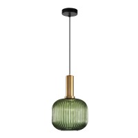 I-Xun Pendant Light Fixtures Modern Pendant Lighting For Kitchen Island Farmhouse Striped Glass Pendant Light Shade (7.87'', Green)