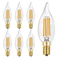 Hizashi Led Candelabra Bulbs 40 Watt Equivalent, 90+ Cri Dimmable E12 Led Bulb Flame Tip Candle Bulbs, 4W 450Lm 2700K Soft Warm White, Ca10 Chandelier Bulbs Candelabra Base, Ul Listed - 6 Pack