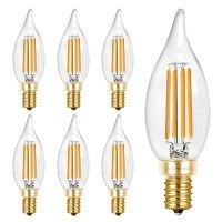 Hizashi Led Candelabra Bulbs 40 Watt Equivalent, 90+ Cri Dimmable E12 Led Bulb Flame Tip Candle Bulbs, 4W 450Lm 2700K Soft Warm White, Ca10 Chandelier Bulbs Candelabra Base, Ul Listed - 6 Pack