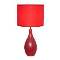 Simple Designs Lt2002-Red Oval Bowling Pin Base Ceramic Table Lamp, Red (Pack Of 2)