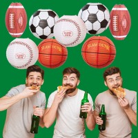 Uniqooo 8Pcs Sports Paper Lanterns Football Party Decoration Set Large 12 Inch Soccer Ball American Football Baseball Basketb