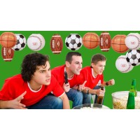 Uniqooo 8Pcs Sports Paper Lanterns Football Party Decoration Set Large 12 Inch Soccer Ball American Football Baseball Basketb