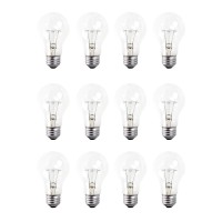 Xtricity A19 Clear Incandescent Rough Service Light Bulb, 60 Watt, Long Life - 10,000 Hours, 2700K Soft White, E26 Medium Base, 490 Lumens, 130V (12 Pack)