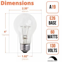 Xtricity A19 Clear Incandescent Rough Service Light Bulb, 60 Watt, Long Life - 10,000 Hours, 2700K Soft White, E26 Medium Base, 490 Lumens, 130V (12 Pack)