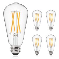 Ascher Dimmable E26 Vintage Led Edison Bulbs, 60 Watt Equivalent, Warm White 2700K, Cri 95+, Unique Cross Filament Light Bulbs For Chandeliers,Ceiling Fan,Pendant,Wall Sconces, Pack Of 4