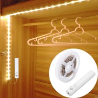 Motion Sensor Wardrobe Light, Led Strip Closet Lights, Pir Auto Onoff, Battery Powered Warm White For Bedside, Bathroom, Closet, Cabinet, Kitchen, Stairs (Warm White, 15M Battery)