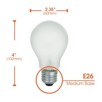 Xtricity A19 Frosted Rough Service Incandescent Bulbs, Long Life -60 Watt, Incandescent Lightbulb Lasts 10,000 Hours, 2700K Soft White, E26 Medium Base, 480 Lumens, 130V (12 Pack)