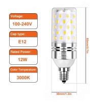 Sagel E12 Led Corn Bulbs 12W, 100W Incandescent Bulbs Equivalent, 3000K Warm White Candelabra E12 Ses Bulbs, Non-Dimmable, 1200Lm, Small Edison Screw Corn Light Bulbs, 4-Pack