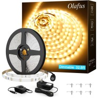 Olafus 328Ft Led Strip Lights Warm White, Dimmable Soft White Light Strip 3000K With Adhesive Clips, 12V 10M Flexible Led Lights For Bedroom Indoor Kitchen, Ul Listed Plug, 600 Leds 2835