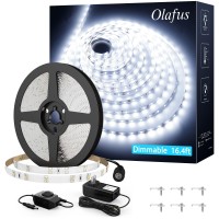 Olafus White Led Strip Lights, 16.4Ft Dimmable Led Light Strip, 12V 6000K Vanity Mirror Light With Ul Listed Plug, 300 Leds 2835 Flexible Led Lights For Bedroom Under Cabinet Kitchen