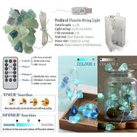 Miya Life Natural Fluorite Crystal String Lights Usb/Battery Powered 6.5Ft 20 Leds With Remote/Timer For Sea Glass Beach Theme Indoor Outdoor Tent Wedding Anniversary Birthday Decor Party