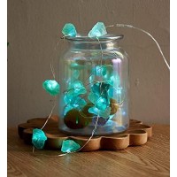 Miya Life Natural Fluorite Crystal String Lights Usb/Battery Powered 6.5Ft 20 Leds With Remote/Timer For Sea Glass Beach Theme Indoor Outdoor Tent Wedding Anniversary Birthday Decor Party