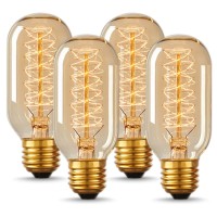 Doresshop Vintage Edison Bulbs 40 Watt, Incandescent Light Bulbs, T45, 110-130 Volts, E26/E27 Base Dimmable Decorative Antique Filament Bulbs, Amber Glass, Warm White, 4 Pack