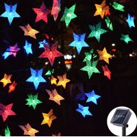 Huacenmy Outdoor Solar Star String Lights 30Ft 50Led Multicolor Star Twinkle Lights Solar Powered Garden Decor Lights Playhouse