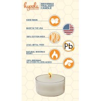 White Beeswax Tea Light Candles - 48 Pack - Decorative Unscented Natural Tealight Candles For Home, Centerpieces - 4 Hour Burn Time, Clear Cup - By Hyoola