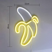 Banana Neon Signs Led Neon Lights Art Wall Decorative Lights Neon Lights For Christmas Room Wall Kids Bedroom Birthday Party Bar Decor 11X19.7 (Warm Yellow Banana)