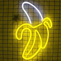 Banana Neon Signs Led Neon Lights Art Wall Decorative Lights Neon Lights For Christmas Room Wall Kids Bedroom Birthday Party Bar Decor 11X19.7 (Warm Yellow Banana)