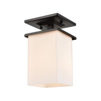 Broad Street 1-Light Exterior Flush Mount In Textured Black